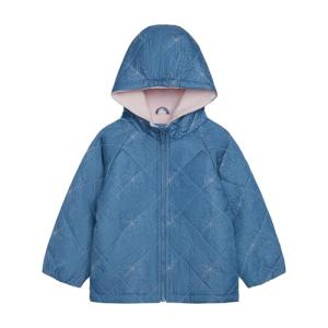 Carter's Baby Girls Daisy Diamond Quilted Midweight Jacket, Chambray, 24M