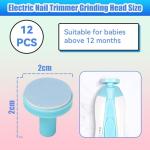 12 Pieces Baby Nail File Pads Nail Trimmer Replacement Pads Electric Baby Nail Grinding Heads for Standard Electric Kid Nail Trimmer Suits to Over 12 Months Newborn Infant Toddler (Blue)