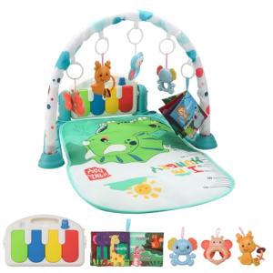 BOMPOW Baby Play Gym Mat, Play Activity Mat with Music and Lights, Piano Gym, Early Development Baby Gift for Babies Newborn Tummy Time Play Mat