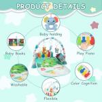 BOMPOW Baby Play Gym Mat, Play Activity Mat with Music and Lights, Piano Gym, Early Development Baby Gift for Babies Newborn Tummy Time Play Mat