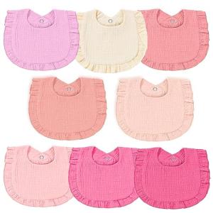 duludulu Baby Muslin Bibs, Bandana Drool Bib for Girls, Adjustable 100% Cotton Soft Baby Bibs for Drooling and Teething Organic Solid Colors Lap-Shoulder