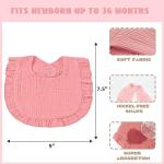 duludulu Baby Muslin Bibs, Bandana Drool Bib for Girls, Adjustable 100% Cotton Soft Baby Bibs for Drooling and Teething Organic Solid Colors Lap-Shoulder