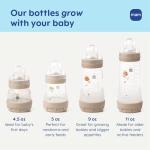 MAM 4.5oz Easy Start Anti-Colic Wide Neck Vented Baby Bottle, Extra Slow Flow Breastfeeding-Like Silicone Nipple, Reduces Colic, Gas & Reflux, Easy to Clean, BPA Free, 0+ Months, Made in Europe