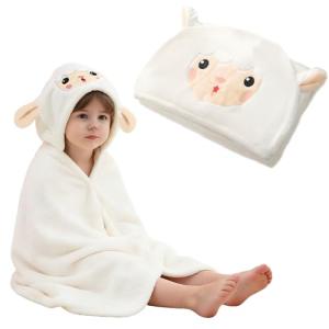 Hooded Baby Towel- Large Baby Towel with Hood（31.5 x 31.5 Inch）, Natural toddler towels,Ultra Soft and Absorbent Coral Velvet Coral Fleece Bath Towel for Infants, Newborns, Toddlers, Unisex (white)