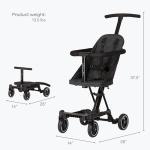 Dream On Me Coast Rider Travel Stroller, Lightweight & Compact Baby Stroller, Theme Park Approved, Book-Folding Design, Adjustable Handle, Soft-Ride Wheels, Converts to Rider & Scooter - Black