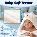 Hooded Baby Towel- Large Baby Towel with Hood（31.5 x 31.5 Inch）, Natural toddler towels,Ultra Soft and Absorbent Coral Velvet Coral Fleece Bath Towel for Infants, Newborns, Toddlers, Unisex (white)