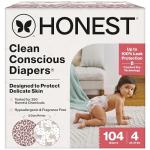 The Honest Company Comfort Dry Disposable Diapers for Sensitive Skin, Hypoallergenic, Wild Thang + All The Alpacas, Super Club Box Size 4 (22–37 lbs) 104 Count