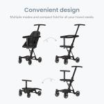 Dream On Me Coast Rider Travel Stroller, Lightweight & Compact Baby Stroller, Theme Park Approved, Book-Folding Design, Adjustable Handle, Soft-Ride Wheels, Converts to Rider & Scooter - Black