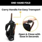 Jeep Altitude Compact Travel Stroller by Delta Children Greenguard Gold, Easy One Hand Fold, Lightweight, Extendable Canopy with Peek-a-Boo Window, Reclining Seat, 4 Wheel Suspension, Black