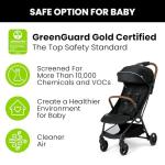Jeep Altitude Compact Travel Stroller by Delta Children Greenguard Gold, Easy One Hand Fold, Lightweight, Extendable Canopy with Peek-a-Boo Window, Reclining Seat, 4 Wheel Suspension, Black