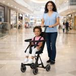 Dream On Me Coast Rider Travel Stroller, Lightweight & Compact Baby Stroller, Theme Park Approved, Book-Folding Design, Adjustable Handle, Soft-Ride Wheels, Converts to Rider & Scooter - Black