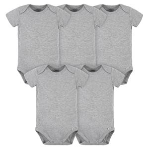 Gerber Unisex Baby 5 Pack Onesies Multi-Packs Bundle Interlock 180 GSM Shirt, Heather Grey, 0-3 Months US