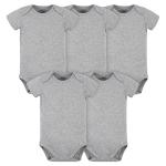 Gerber Unisex Baby 5 Pack Onesies Multi-Packs Bundle Interlock 180 GSM Shirt, Heather Grey, 0-3 Months US