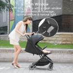 Gromast Compact Fold Baby Stroller, Lightweight Travel Toddler Stroller with One-Click Fold, Extendable UPF50+ Canopy, Cup Holder, UV Protected and Waterproof, One-Hand Folding - Black