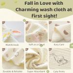 MUKIN Baby Washcloths, Natural Cotton Face Towels, 15 Pack, 10x10 inches