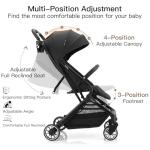 Gromast Compact Fold Baby Stroller, Lightweight Travel Toddler Stroller with One-Click Fold, Extendable UPF50+ Canopy, Cup Holder, UV Protected and Waterproof, One-Hand Folding - Black