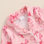 Balaflyie Baby Girl Button Down Pajamas Romper One-Piece Jumpsuit Long Sleeve Sleeper Infant Sleepwear (Ribbon Bow&Pink,6-12 Months)