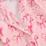 Balaflyie Baby Girl Button Down Pajamas Romper One-Piece Jumpsuit Long Sleeve Sleeper Infant Sleepwear (Ribbon Bow&Pink,6-12 Months)