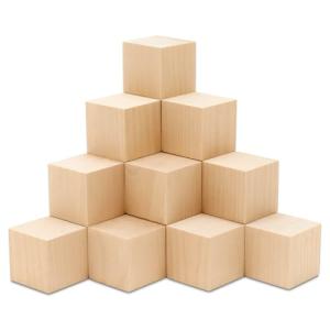 DIY Wood Cubes 1-1/2-inch, Pack of 10 Small Wooden Baby Blocks for Baby Shower, Wooden Blocks for Crafts, STEM, Building, and Blank Wood Dice, by Woodpeckers