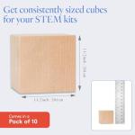DIY Wood Cubes 1-1/2-inch, Pack of 10 Small Wooden Baby Blocks for Baby Shower, Wooden Blocks for Crafts, STEM, Building, and Blank Wood Dice, by Woodpeckers