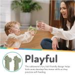 Nuby Animal Friends Silicone and Stainless Steel Fork and Spoon Set - 12+ Months - Green Giraffe