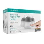 Nanobebe Flexy Silicone Baby Bottle, Anti-Colic, Natural Feel, Non-Collapsing Nipple, Non-Tip Stable Base, Easy to Clean, 3-Pack, Gray, 9oz