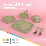 Nuby Animal Friends Silicone and Stainless Steel Fork and Spoon Set - 12+ Months - Green Giraffe