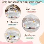 Baby Play Gym & Activity Mat, Tummy Time Mat with Cloud Toy, 7 Detachable Sensory Toys and Educational Cards for Motor Skills & Sensory Development, Baby Essentials Shower Gift, Grey Elephant