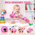 KMUYSL Baby Toys 0-6 6-12 Months, Sensory Music Animal Stuffed Toy for 0 1 2 3 4 5 6+ Months, Plush Toy with Crinkle and Rattles for Infant Newborn, Tummy Time Toys Gifts for 0-3-6-12 Month