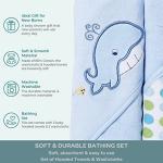 Spasilk Bath Hooded Towels & Washcloths Set for Babies, 2 Hooded Terry Bath Towels & 2 Washcloths, Blue Whale