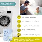 Spasilk Bath Hooded Towels & Washcloths Set for Babies, 2 Hooded Terry Bath Towels & 2 Washcloths, Blue Whale