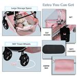 Kinder King 2 in 1 Convertible Baby Stroller, Folding High Landscape Infant Carriage, Newborn Reversible Pram, Adjustable Canopy, Diaper Bag, Pink