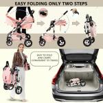 Kinder King 2 in 1 Convertible Baby Stroller, Folding High Landscape Infant Carriage, Newborn Reversible Pram, Adjustable Canopy, Diaper Bag, Pink