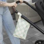 Tiny Twinkle Portable Diaper Changing Pad | Waterproof, Wipeable & Compact Baby Changing Pad for Travel | Smart Wipes Pocket & Organized Storage| Newborn Shower Gift (Sage Checkers)