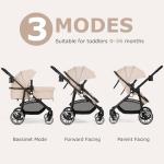 INFANS 2 in 1 Baby Stroller, High Landscape Infant Stroller & Reversible Bassinet Pram, Foldable Pushchair with Adjustable Canopy, Cup Holder, Storage Basket, Suspension Wheels (Khaki)