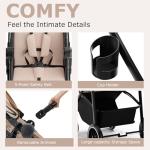 INFANS 2 in 1 Baby Stroller, High Landscape Infant Stroller & Reversible Bassinet Pram, Foldable Pushchair with Adjustable Canopy, Cup Holder, Storage Basket, Suspension Wheels (Khaki)