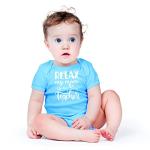 AW Fashions Relax My Mom Is A Teacher Baby Body suit Funny Cute Infant Clothes Outfit Newborn Boys Girls (6 Months, Light Blue)