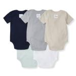 Burt's Bees Baby Organic Cotton Bodysuits – Baby Boy & Girl Short and Long Sleeve One-Pieces, 5-Pack