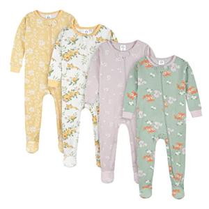 Gerber Baby Girls 4-pack Footed Pajamas And Toddler Sleepers, Roses And Fox, 12 Months US