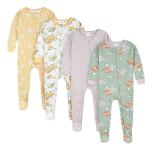 Gerber Baby Girls 4-pack Footed Pajamas And Toddler Sleepers, Roses And Fox, 12 Months US