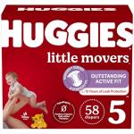 Huggies Size 5 Diapers, Little Movers Baby Diapers, Size 5 (27+ lbs), 58 Count, Packaging May Vary
