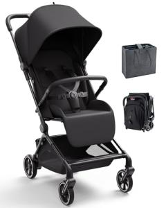Momcozy TuckGo Lightweight Travel Stroller, One Click Fold for Toddlers 6M-3Y, 33L Bottom Storage, Compact Easier Air Travel, Travel Bag Included, 3-Position Recline, UPF 50+ Canopy, 5-Point Harness