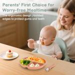 Eascrozn 6 Pack Toddler Utensils, kids Silverware with Silicone Handle, 18/8 Stainless Steel Children Safe Spoons and Forks Set Baby Feeding Essentials, Dishwasher Safe