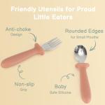 Eascrozn 6 Pack Toddler Utensils, kids Silverware with Silicone Handle, 18/8 Stainless Steel Children Safe Spoons and Forks Set Baby Feeding Essentials, Dishwasher Safe