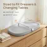 Papablic Baby Changing Pad – Soft & Wipeable Diaper Changing Table Mat for Dresser Bed Sofa, Built-in Safety Belt, Non-Slip, Waterproof, Easy to Clean – Gray, Ideal Gift for New Parents