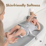 Papablic Baby Changing Pad – Soft & Wipeable Diaper Changing Table Mat for Dresser Bed Sofa, Built-in Safety Belt, Non-Slip, Waterproof, Easy to Clean – Gray, Ideal Gift for New Parents