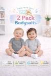 123 Bear Baby Cotton Spandex Infant Bodysuits Long Sleeve and Short Sleeve (Gray 2-Pack Short Sleeve, Newborn)