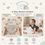 123 Bear Baby Cotton Spandex Infant Bodysuits Long Sleeve and Short Sleeve (Gray 2-Pack Short Sleeve, Newborn)