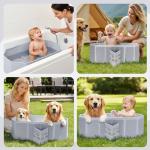 Baby Bathtub for Newborn to Toddlers, Foldable Infants Babies Bath Tub with Non-Slip Base and Drain Plug, Portable Bathtub for Home Outdoor (Light Grey, 78-45-30CM)
