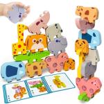 Vaiheng Toys for Toddlers 1-3, Montessori Toys for 1 2 3 4 Year Old Boys & Girls, Toy Age 2-4 0-2 Kids Baby, 1 2 3 Year Old Girls Boys Gifts, Wooden Animal Blocks Stacking Education Puzzles Toy